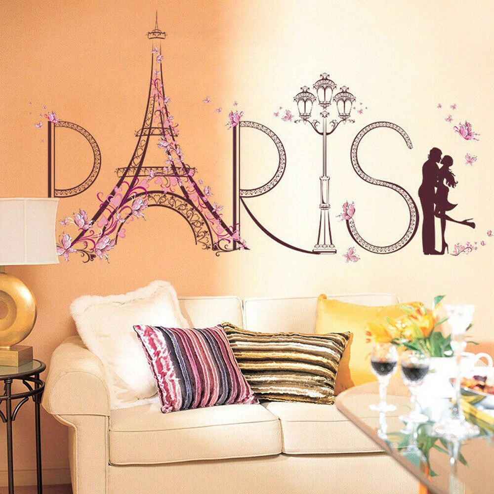 Romantiska älskare väggdekor paris bokstäver dekal vinylkonst väggmålning diy hem sängrum dekor avtagbar