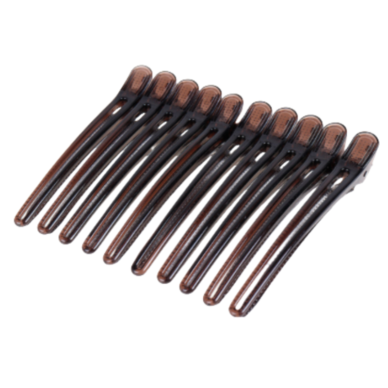 Juego de 10 Uds de pinzas para el pelo de peluquero, pinzas de plástico para salón de peluquería, herramientas profesionales para seccionar el cabello, accesorios de estilismo ﻿: Cobre