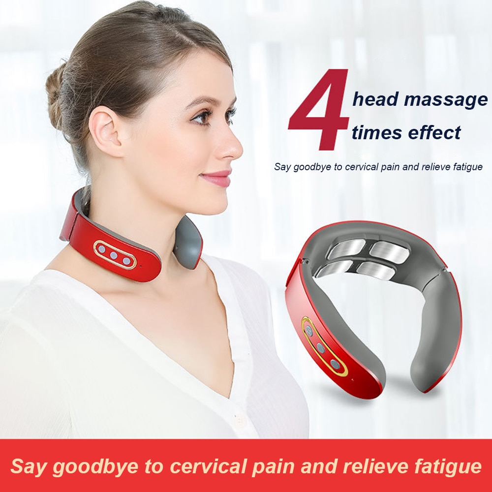 Smart Elektrische Nek Massager Cervicale Pijnbestrijding Verwarming Comprimeren Magnetische Puls 4D Gezondheidszorg Tool Ontspanning Fysiotherapie