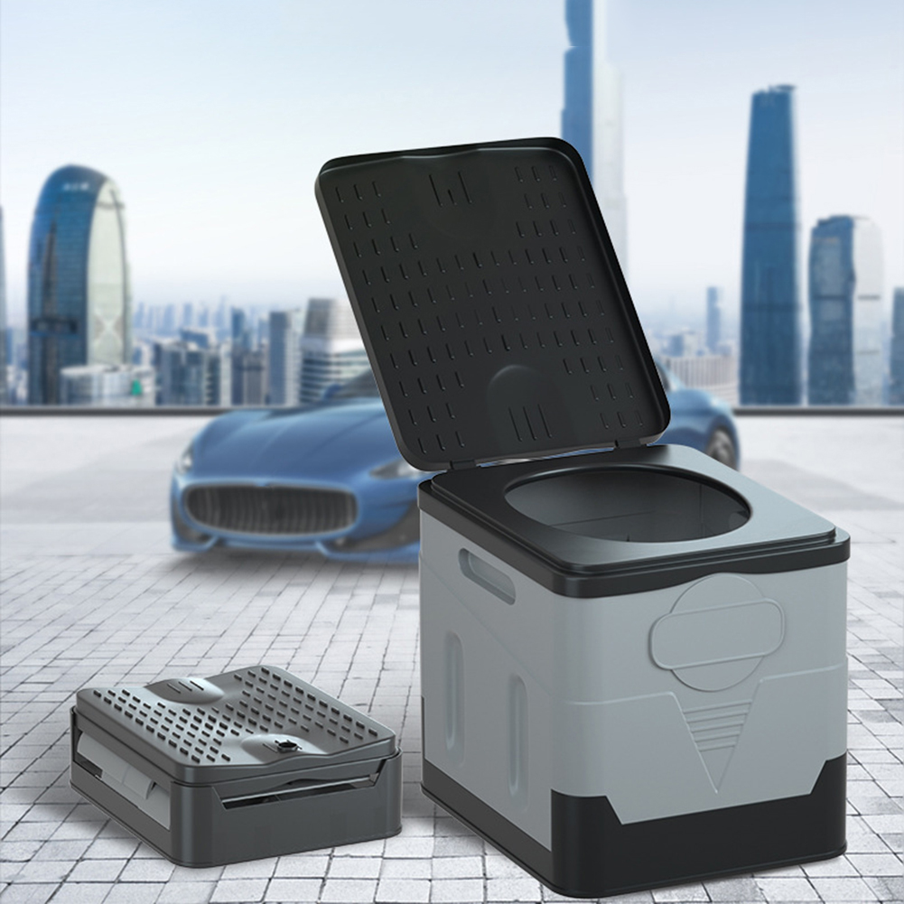 Cubo de inodoro para coche, bote de basura de gran capacidad de rodamiento fuerte para viaje de emergencia, autoconducción, inodoro portátil plegable al aire libre