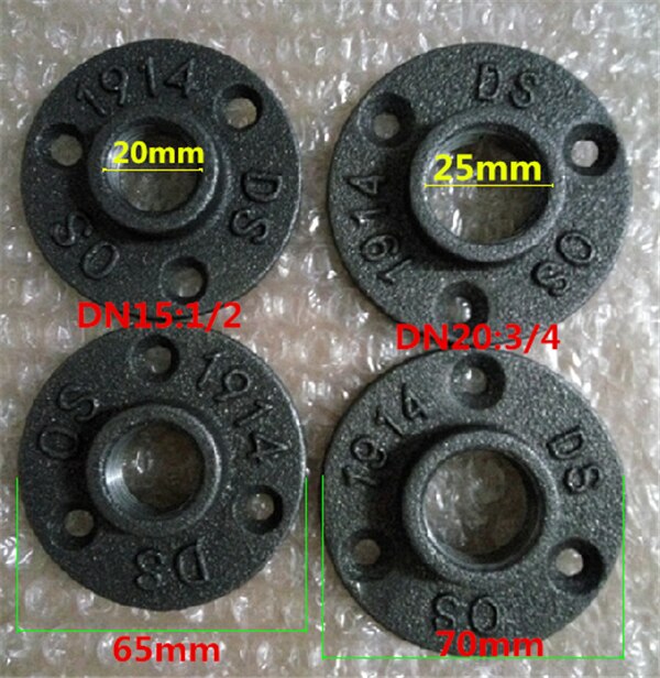 10Pcs 1/2&quot; 3/4&quot; Cast Iron Flanges Thread BSP Malleable Iron Industrial Pipe Fittings Exhaust Wall Mount Floor Flange Piece