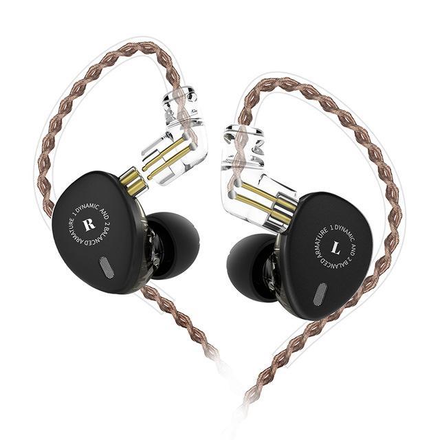 KBEAR KB06 2BA+1DD Hybrid Hifi Music Monitor DJ Studio CNC Metal Running Sport In Ear Stereo Earphone Headset Earbuds: Black no mic