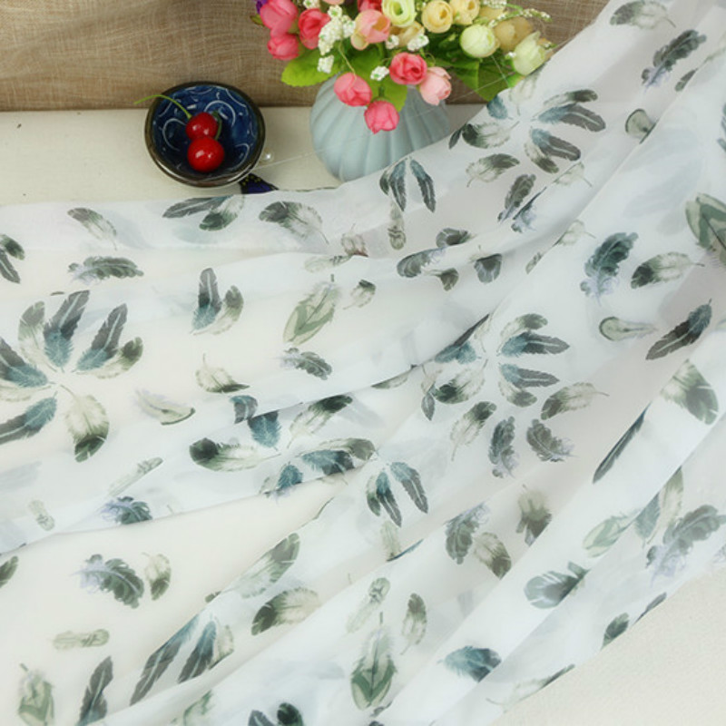 50D Chiffon Stof Feather Print Chiffon Stof Cosplay Dansen Jurk Strand Rok Sjaal Mode Naaien Stof