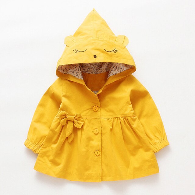 Baby Girls Jacket Autumn Winter Girls Windbreaker Coat Girl Trench Coat For 1 2 3 4Years Infant Outerwear Children Clothing: Yellow / 4T