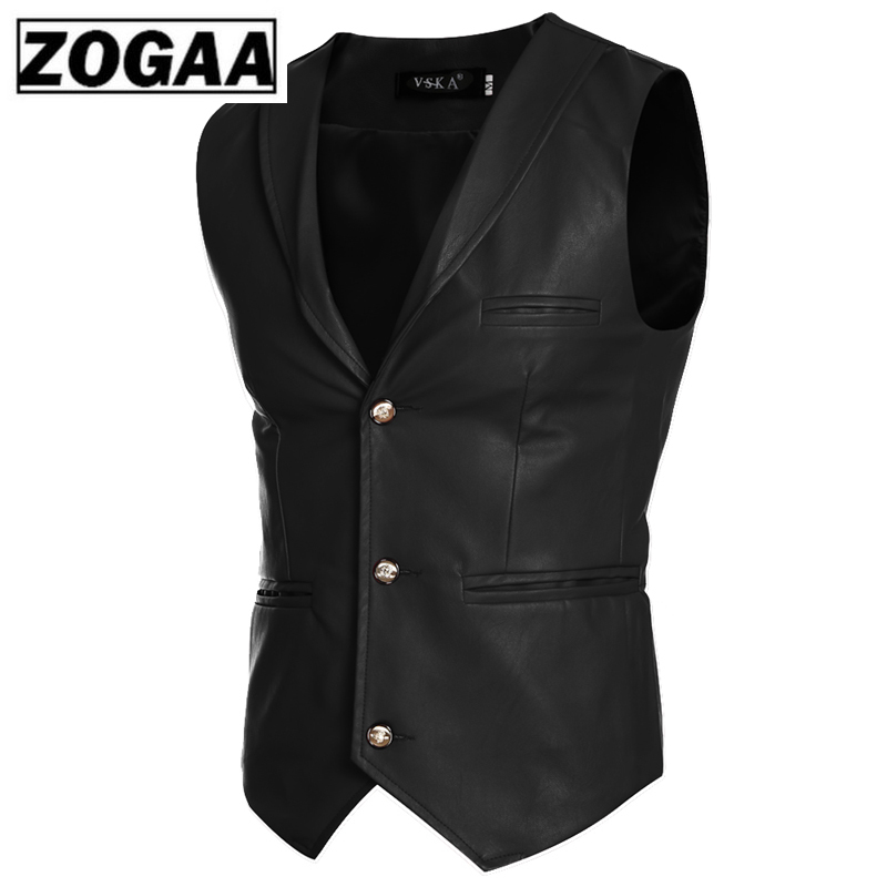 Tang kühlen Neue Faux Leder Jacke Westen Rot Weiß Schwarz Einreiher V Neck Herren Weste Slim Fit Ärmel mantel