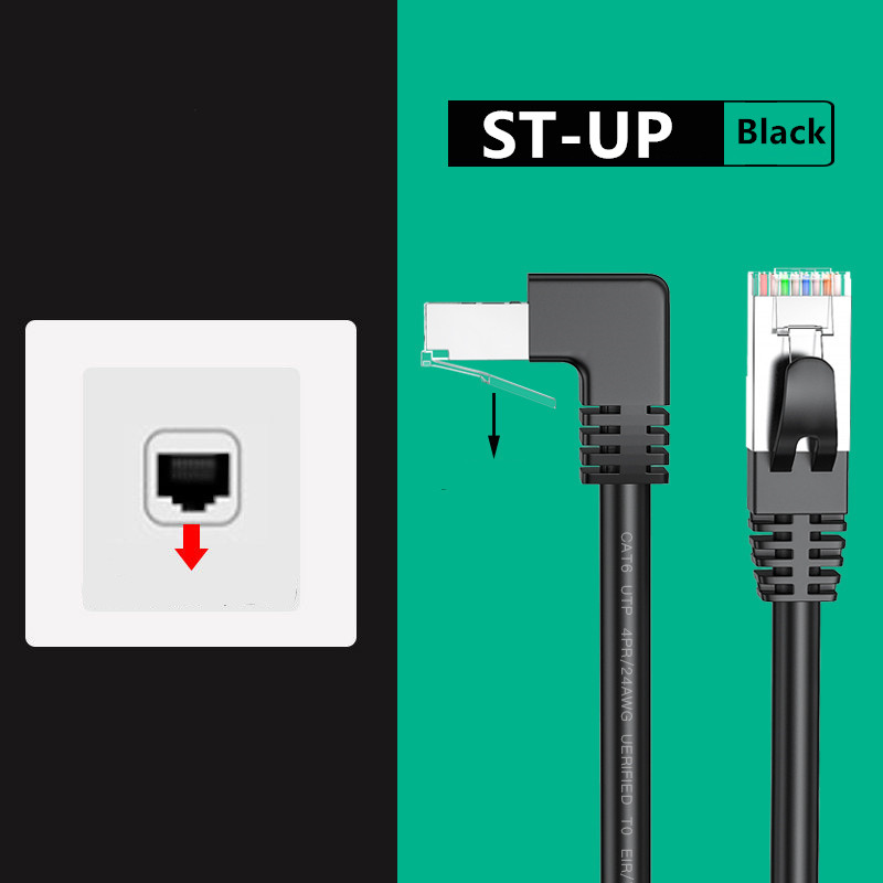 Kot6 kabel Ethernet RJ45 kątowy kabel sieciowy UTP skrawek sznur 90 stopni Kot 6 przewód Lan robić laptopa router TV, pudełko biały czarny