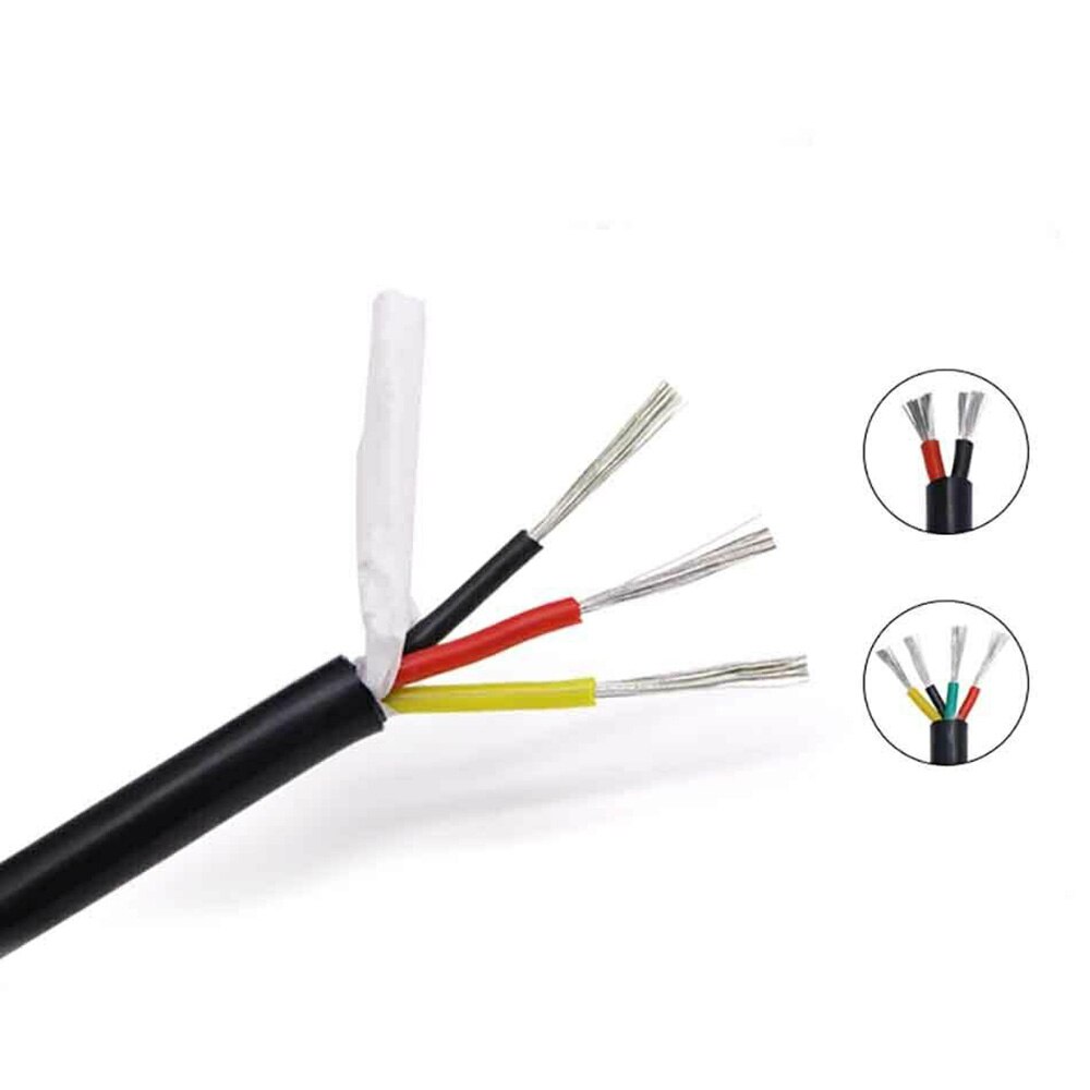 3 core Silicone rubber cable special soft sheath black high temperature electronic signal wire multi-core tinned copper wire