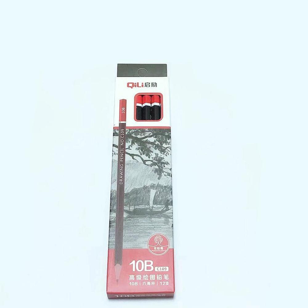 12 pcs/box Sketch pencil HB 2B 3B 4B 5B 6B 8B 10B 2H 3H Soft medium hard carbon pen Office school drawing pencil: 10B