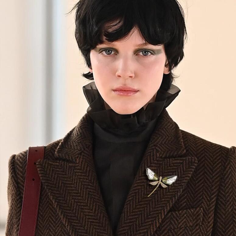 Spille di libellula con ali trasparenti in resina per le donne moda spille da bavero con piccoli insetti distintivo di animali di cristallo regali di gioielli