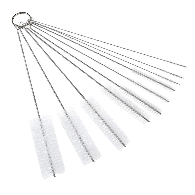 10 Teile/satz Baby Flasche Reiniger Pinsel Milch Flasche Sauber Liefert Haushalts Reinigung Nippel Flasche Pinsel Rohr Rohr Stroh Pinsel: Weiß