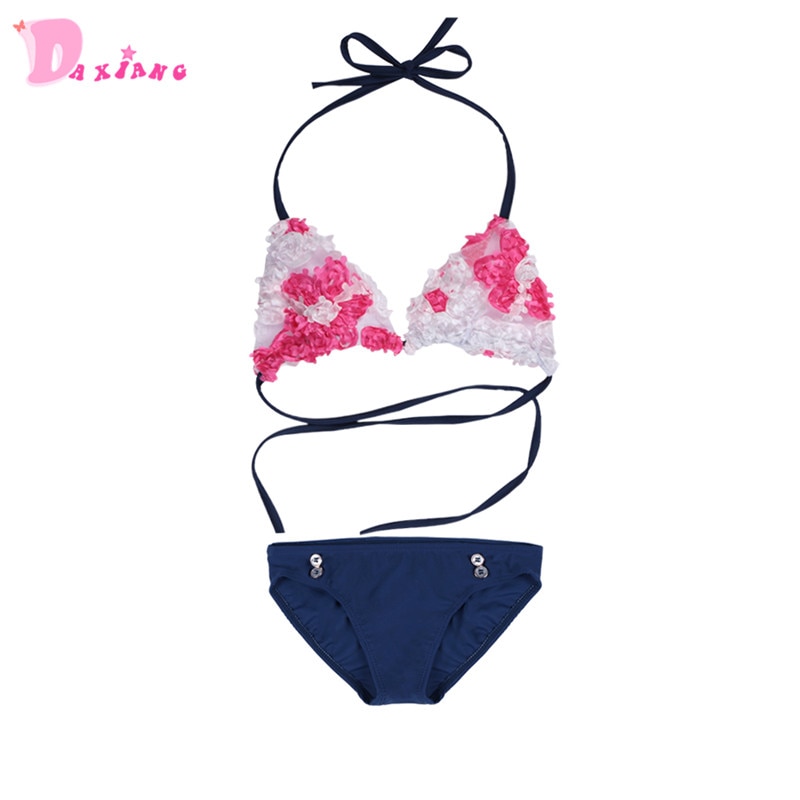 2pcs/set Flower Bikini Summer Swimsuit Bathing Suit Girls Beachwear Outing Wear Sakura Pink Bikini