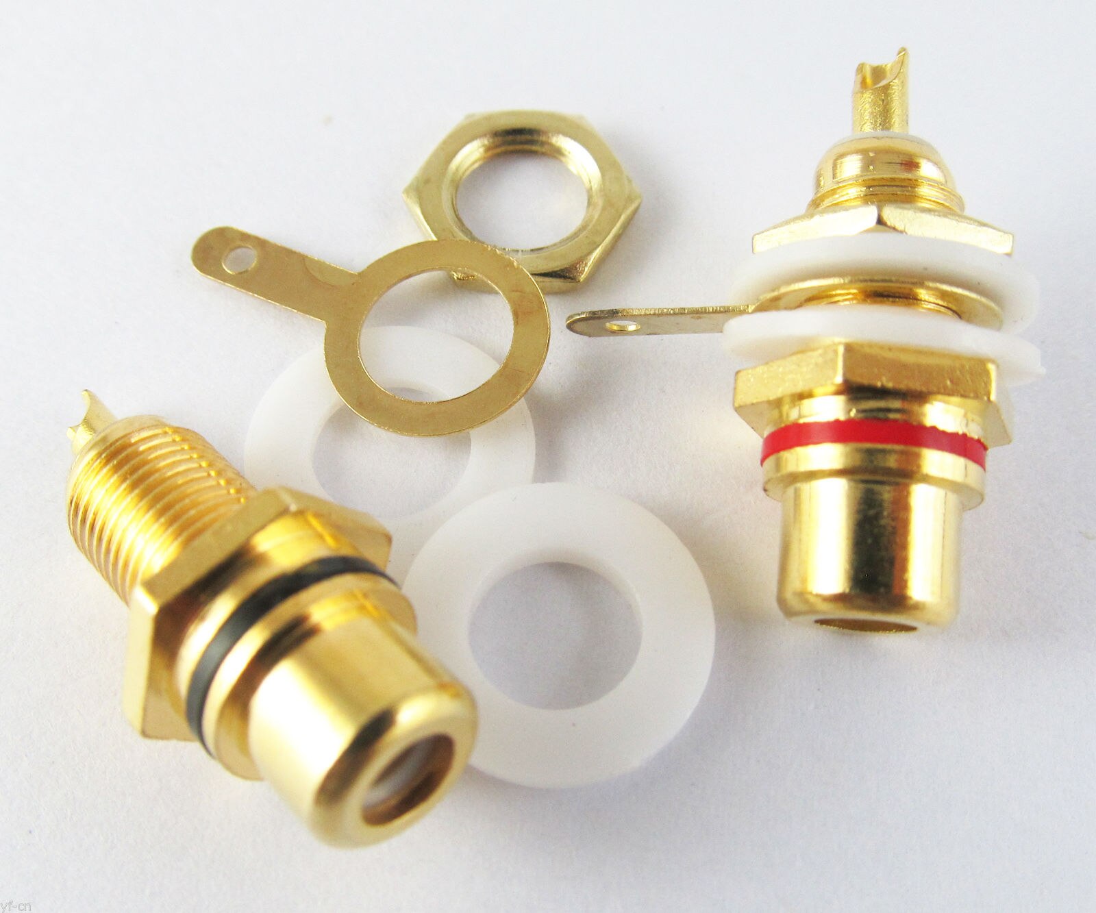 1 pair Gold RCA JACK Female PANEL MOUNT Audio/Video Connector Adapter Red & Black