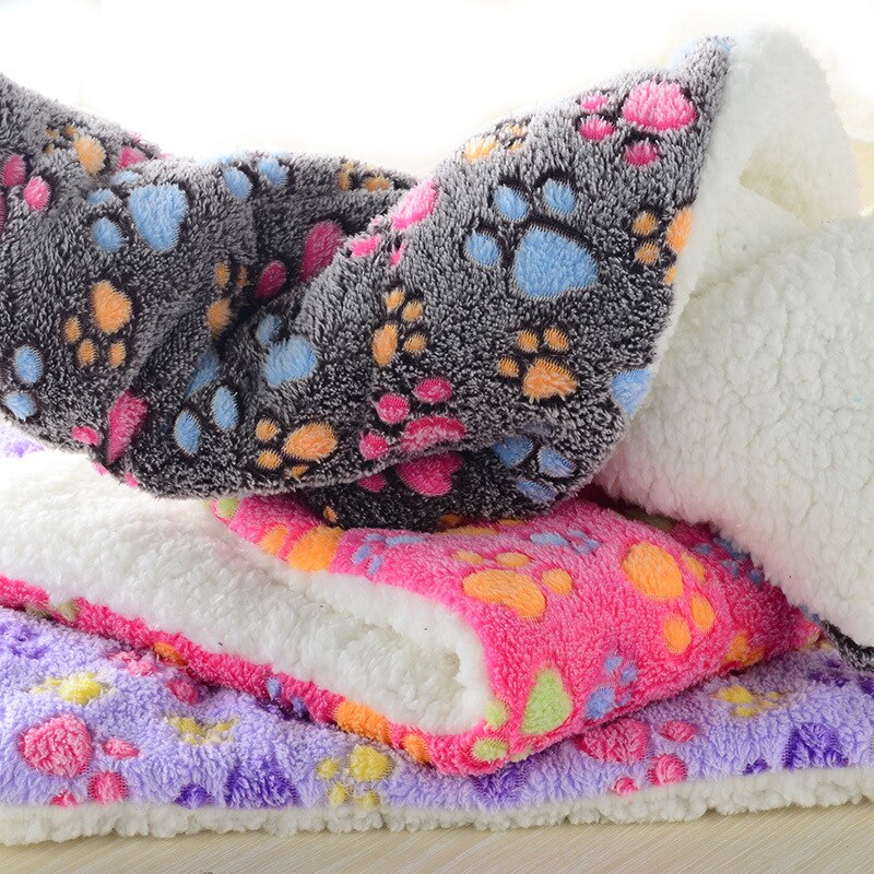 Couverture pour animaux de compagnie, niche pour chien, tapis en coton, imprimé pattes de flanelle, pour chat