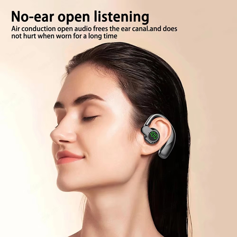 Cuffie bluetooth wireless monoauricolare con display digitale e microfono, batteria a lunga durata per sport, sonno e musica.