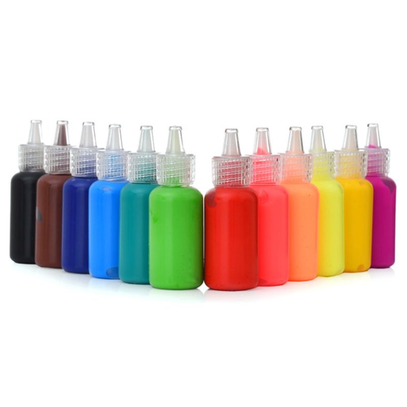 6/12 Colors 3D Acrylic Pigment Watercolor Paint Drawing Art DIY Tool