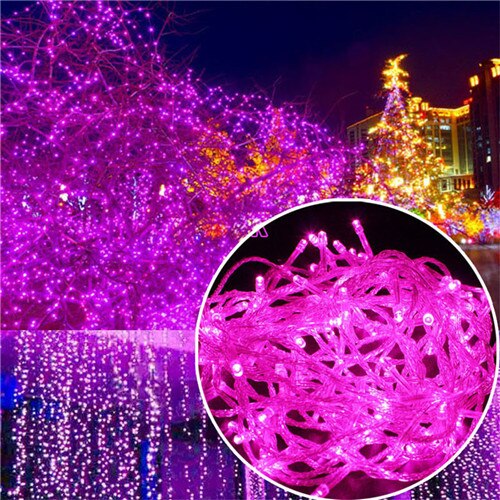 LED Lichterketten Beleuchtung 10 Mt 100 LEDs AC110V/220 V EU Weihnachten Hochzeit Weihnachtsschmuck Licht Gebühr Girlande Lampen: Rosa / 10M 100LED uns 110V