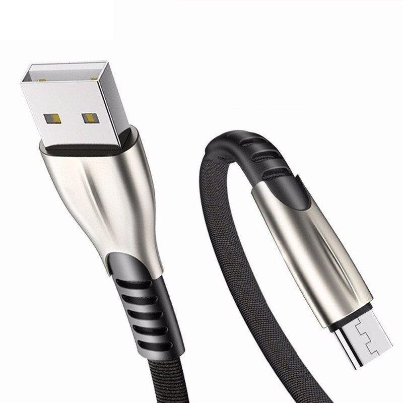 3a micro usb-kabel snellader android mobiele telefoon micro usb oplaadkabel datakabel opladen voor samsung  s7 edge xiaomi redmi note 5: Alleen zwarte 1m kabel