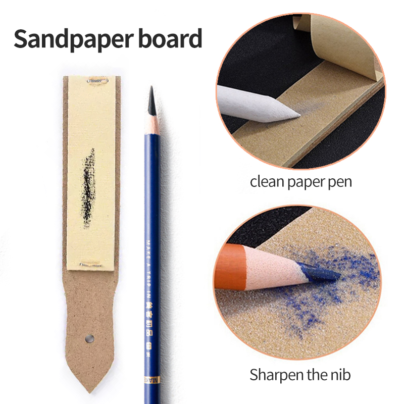 Tablero de papel de lija para lápiz de dibujo, juego de papel de lija para afilar lápiz de carbón para artistas, suministros de dibujo artístico