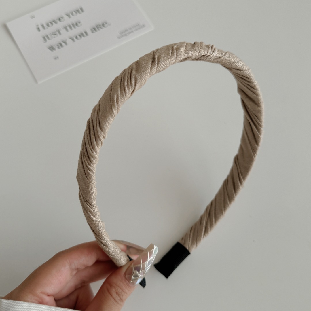 Colorful thin Fabric Wrapped Hairband Headband Hair Accessories Hair Jewerlery: khaki