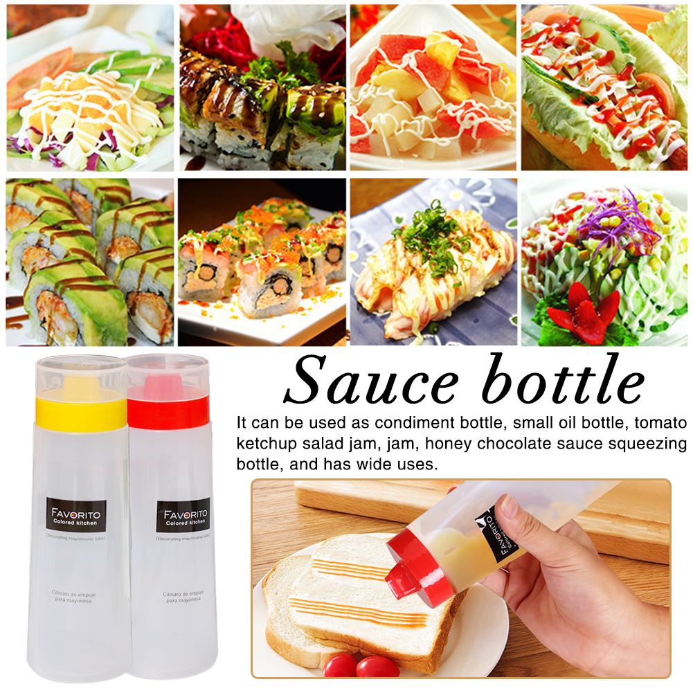 Kitchen Tool Domestic 4-hole Salad Sauce Squeeze Oil Bottle Linearity Condiment Bottle Ketchup Plastic Storage Bottle