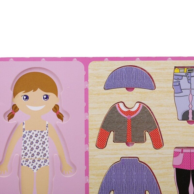 Baby Kleding Matching Puzzel Kinderen Houten Speelgoed Kinderen Early Educatief Figuur Puzzel Spelletjes Baby Jongens Meisjes Dress Up Speelgoed