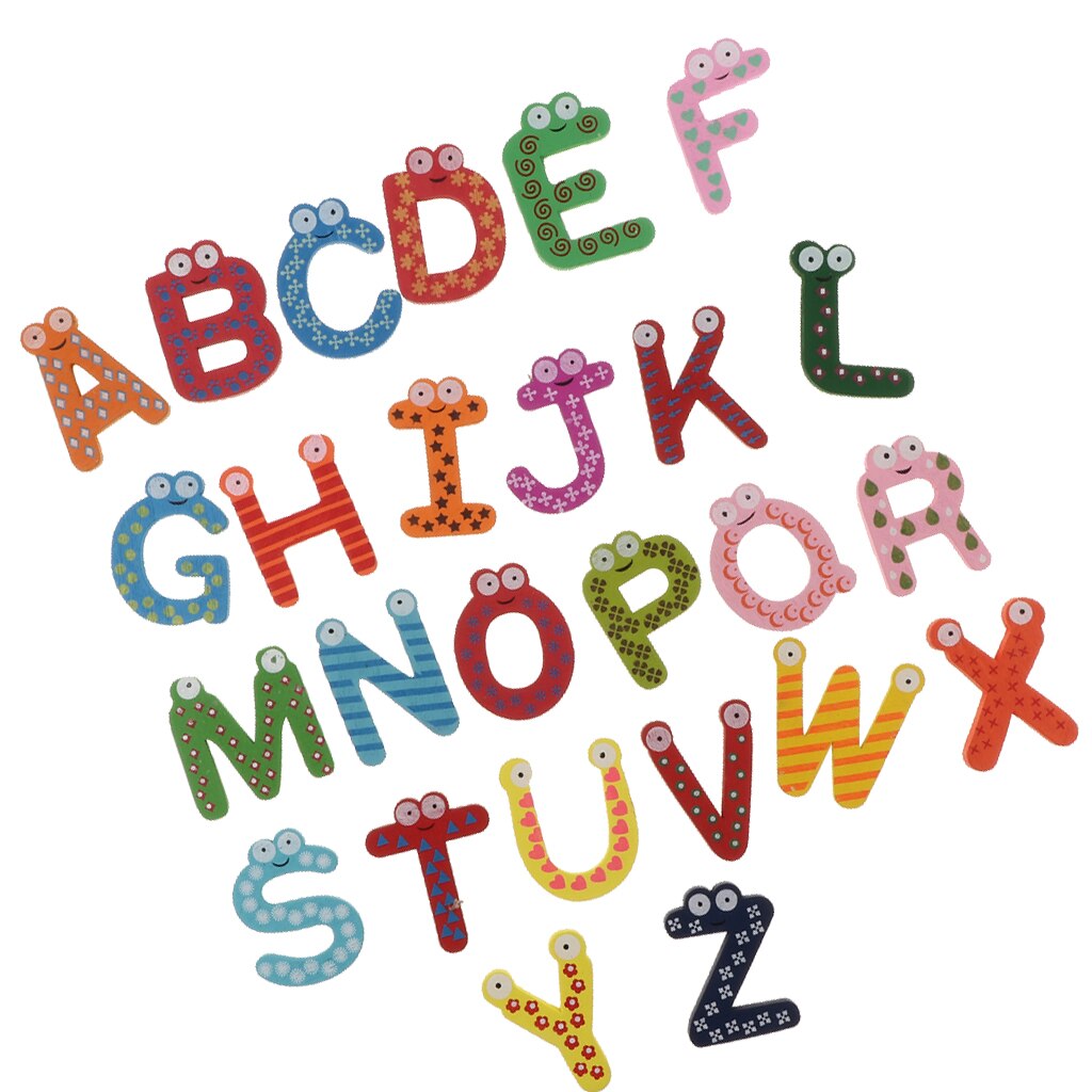 Kids Fridge Magnets Magnetic Letters Wooden Alphabet English