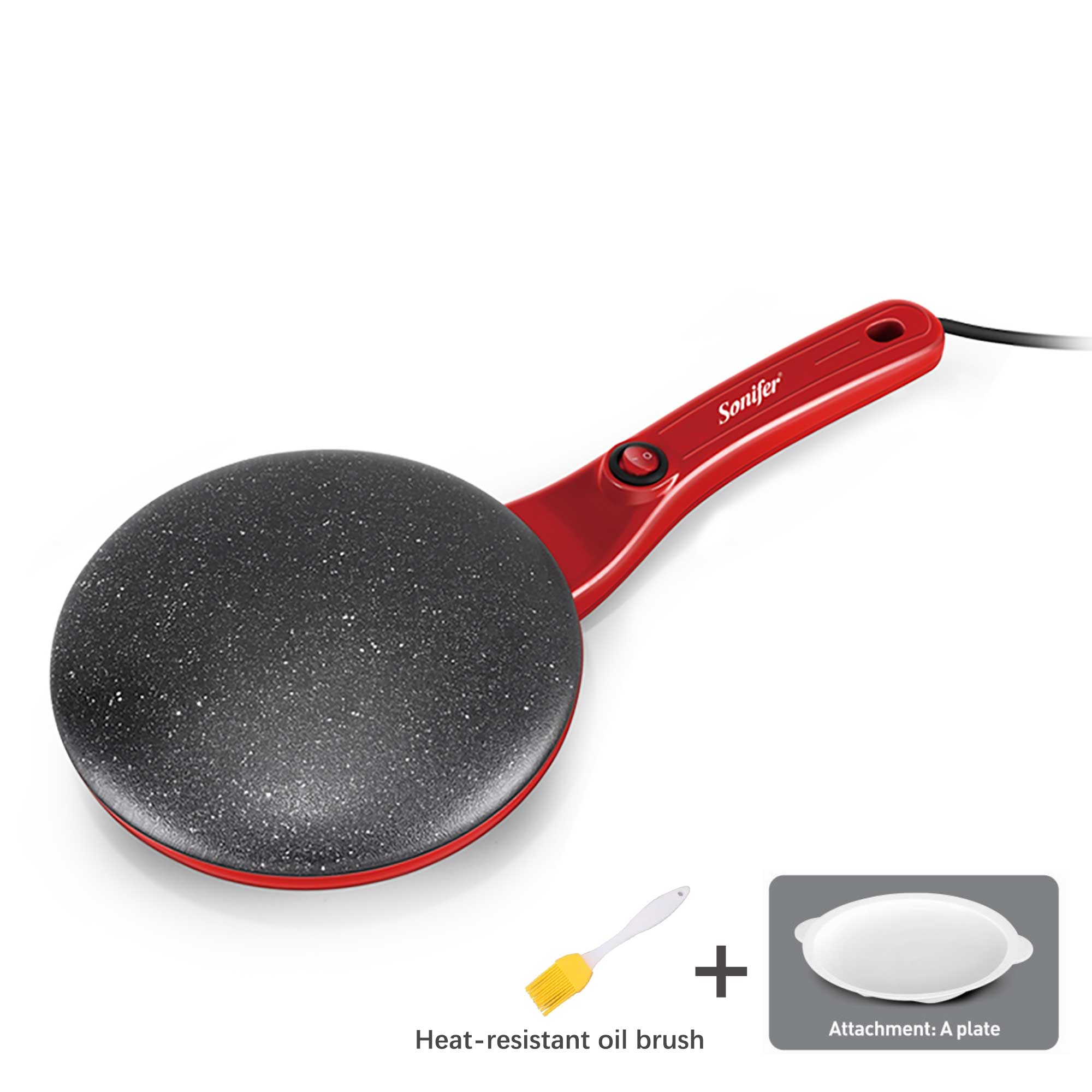 Electric Crepe Maker Pizza Machine Pancake Pan Non-Stick Griddle Baking Pan Cake Machine Easy To Use Kitchen Cooking Sonifer: SF3038-Red / UK