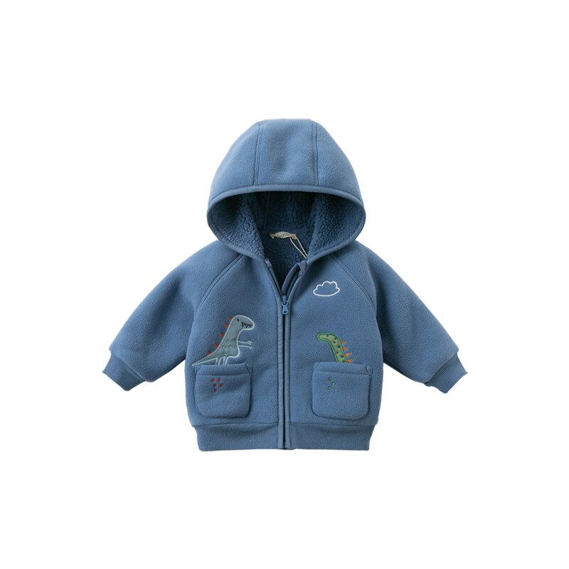 DBW15109 dave bella del bambino di inverno dei ragazzi di modo della chiusura lampo tasche del fumetto con cappuccio bambini del cappotto casuale superiore infantile del bambino della tuta sportiva: 24M (80cm)