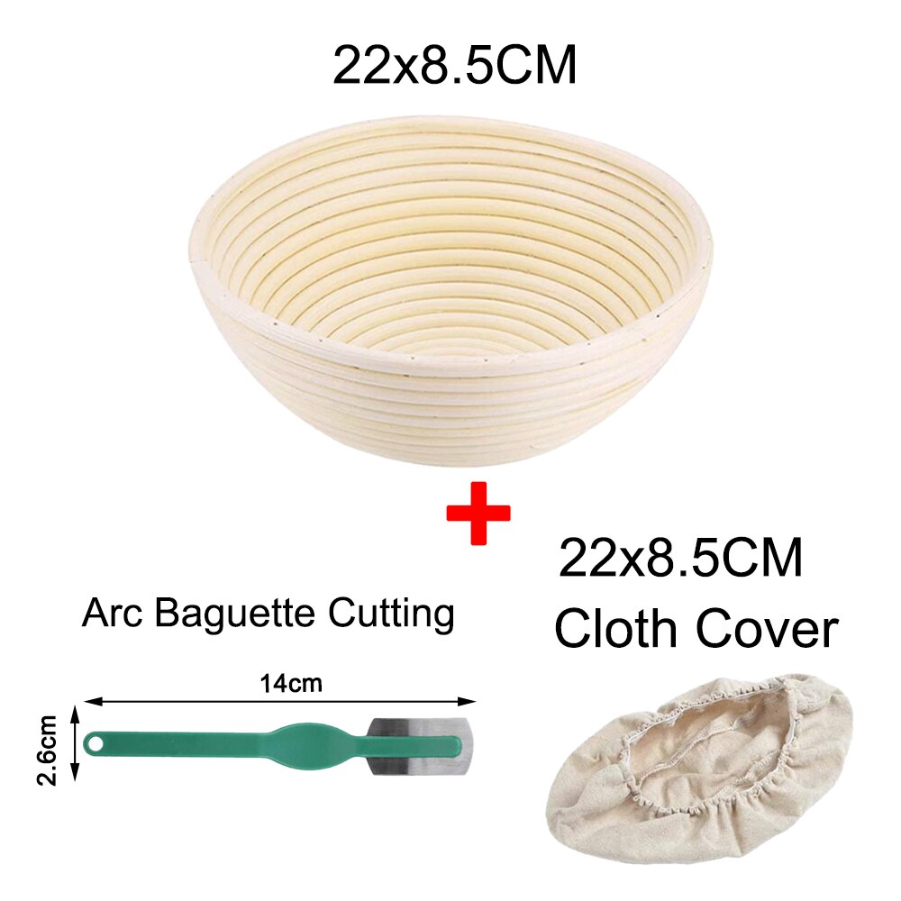 Cesta de pan de Banneton REDONDA/ovalada, canasta de mimbre Natural, canasta de fermentación de masa de pan, cesta de prueba, herramienta DIY: 22X8.5CM