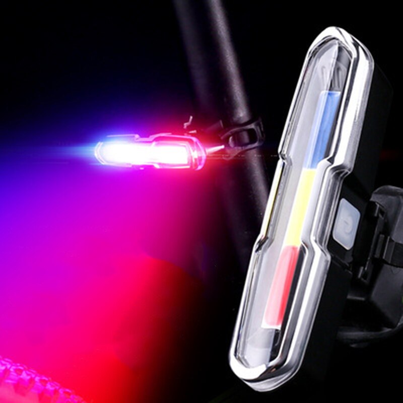 Fiets Achterlicht Mtb Fietsen Waarschuwing Achter Fiets Veiligheid Lamp Usb Oplaadbare Voor/Achter Koplamp Led Verlichting Voor Fiets helm: 11033 Red-White-Blue