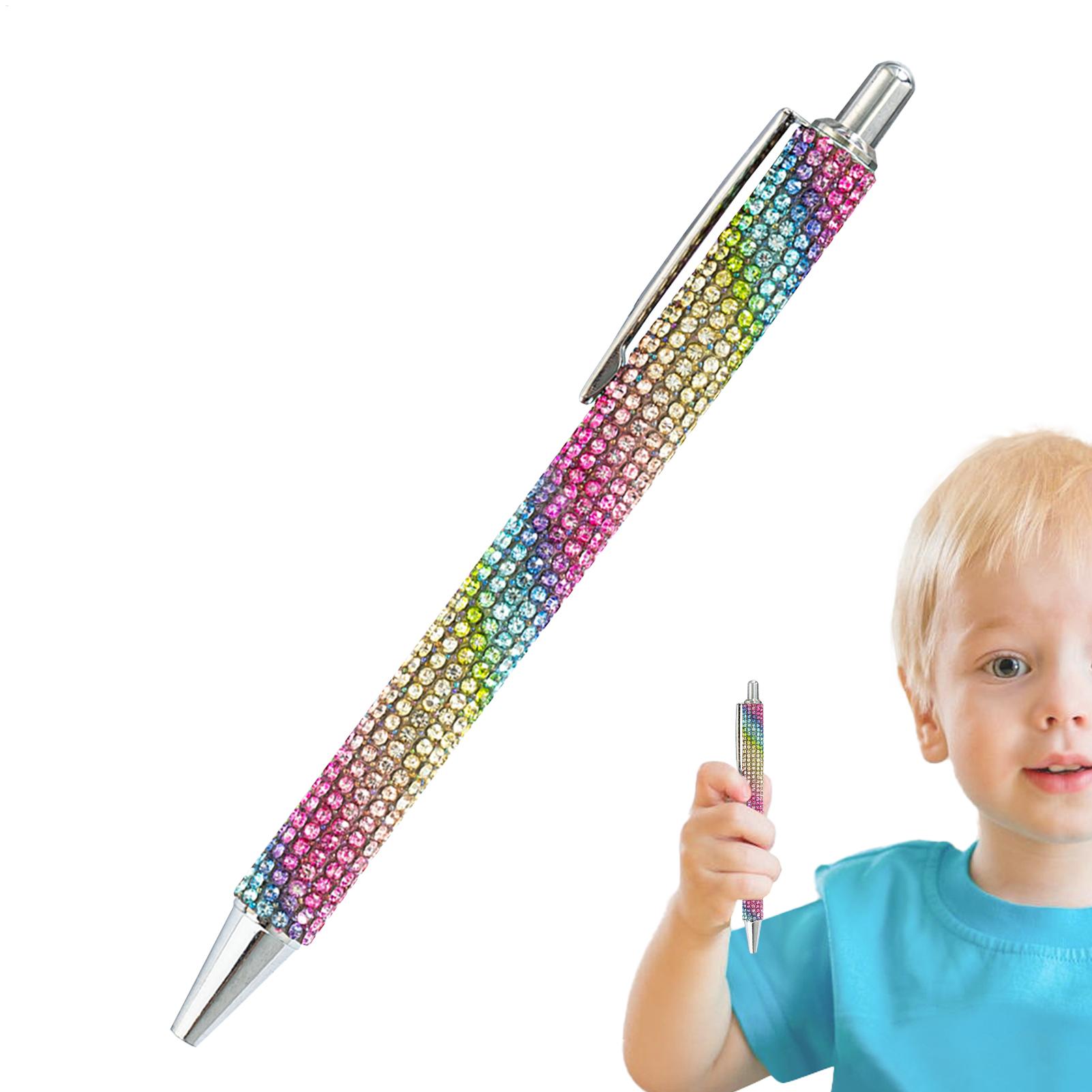 Balpen met parelmoer en strass steentjes, intrekbare inkt, luxe strass steentjes pen, schattige roségouden metalen schrijfwaren