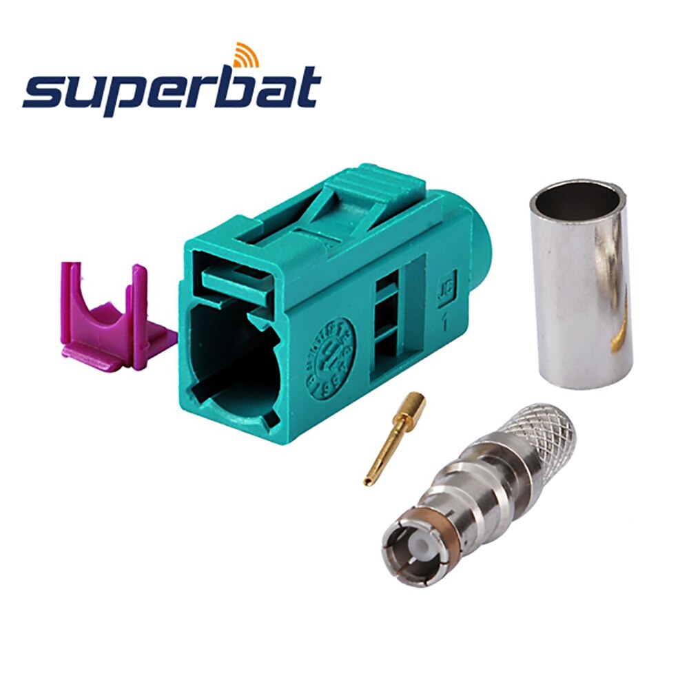 Superbat 10 stk fakra stik crimp hun vandblå  /5021 neutral kodning til koaksialkabel lmr 195 rg58