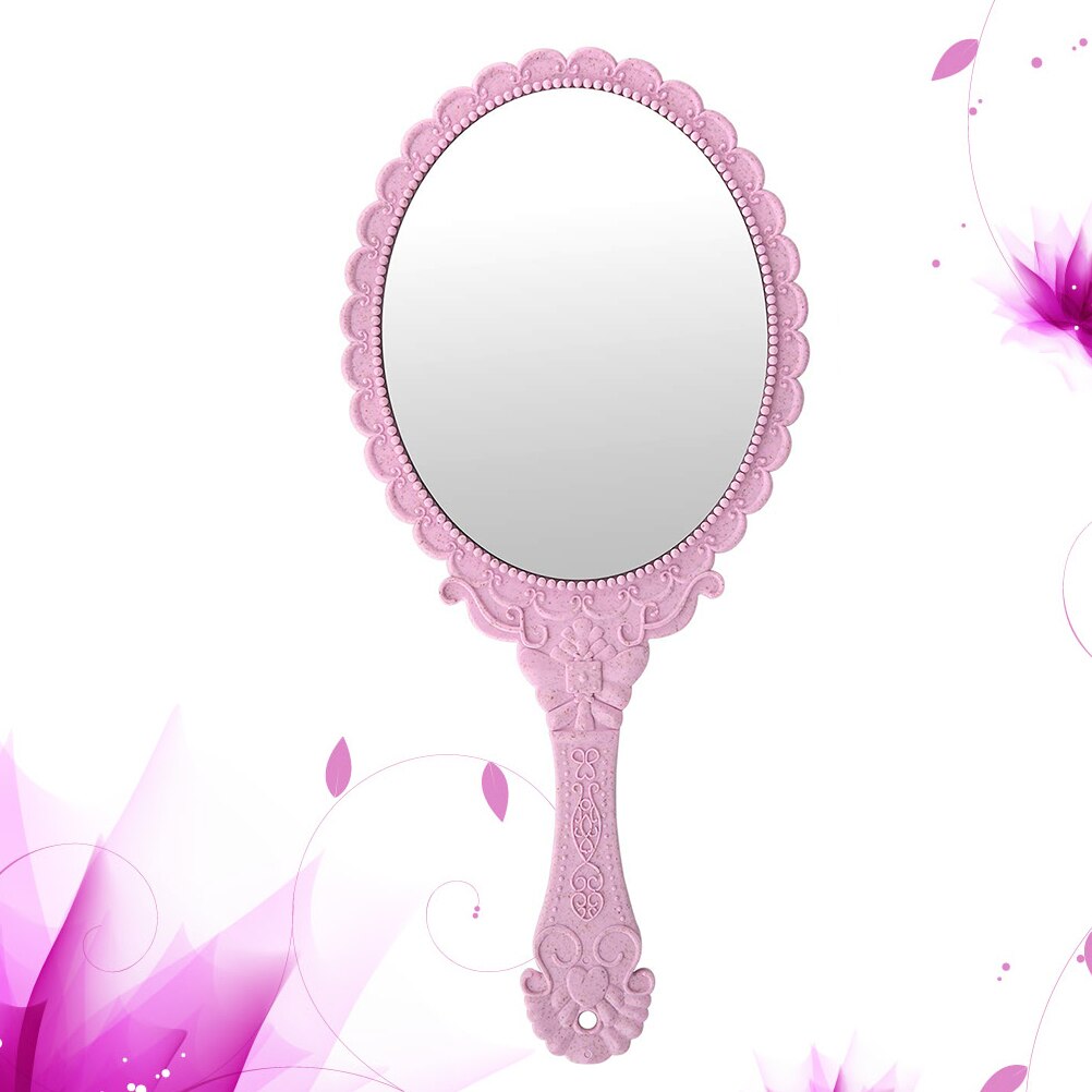 2pcs Handheld Makeup Mirrors Retro Pattern Mirrors Portable Cosmetic Mirror Mirror for Girls