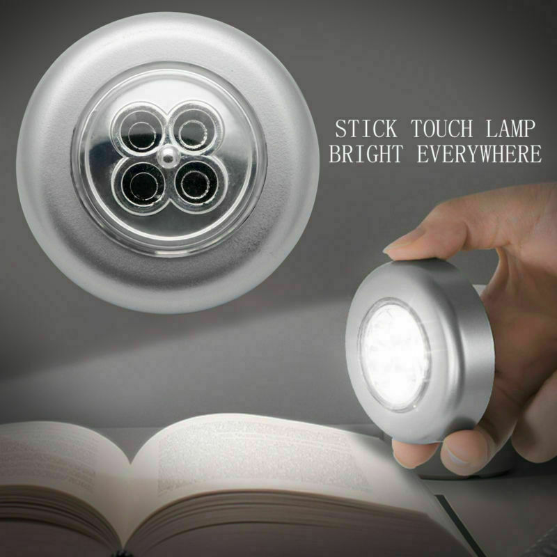 2x4 LEDs Touch Drukknop lamp Light Self-Stok Lange Levensduur Batterij Down Spot Verlichting Voor camper caravan Boot