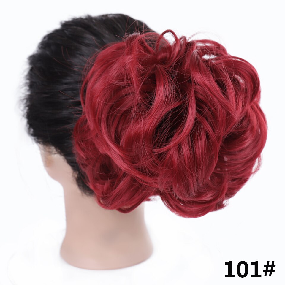 Shangke hår bolle klipp i hårforlengelse til plast kam krøllete hår chignon syntetisk hår rotete chignon til kvinner bryllup: 101