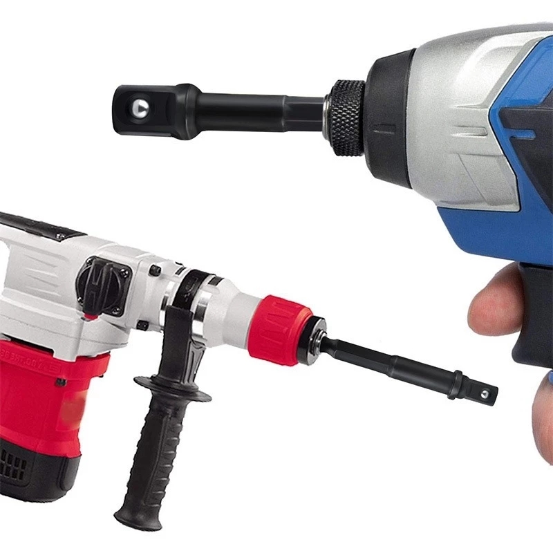 4pcs Impact Extension Socket Adapter Socket Set Extension 1/4 3/8 1/2Inch Hex Shank Drill Extension Nut Driver Sockets Hex Shank