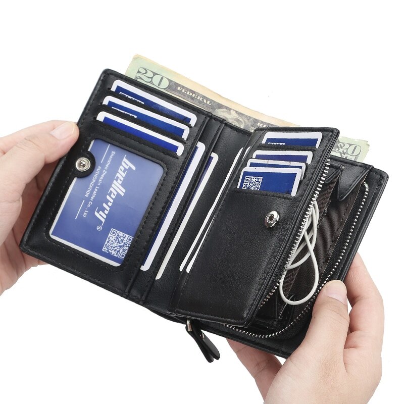 Men Wallets Minimalist Luxury Card Holder Purse Multifunction Leather Wallet For Male Zipper Wallet With Coin Pocket