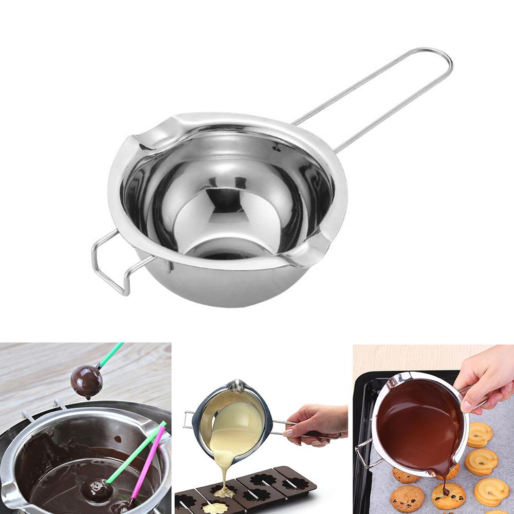 Rustfrit stål chokoladeost smeltedigelskål bagning varmebeholder køkkentilbehør med langt håndtag