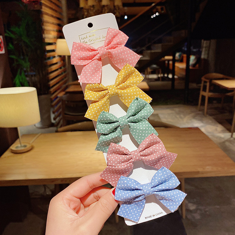 Horquillas de estrella con estampado de cuadros para niñas, pinzas para el pelo, diadema dulce, pasadores, accesorios de lazo de , 5 piezas por juego