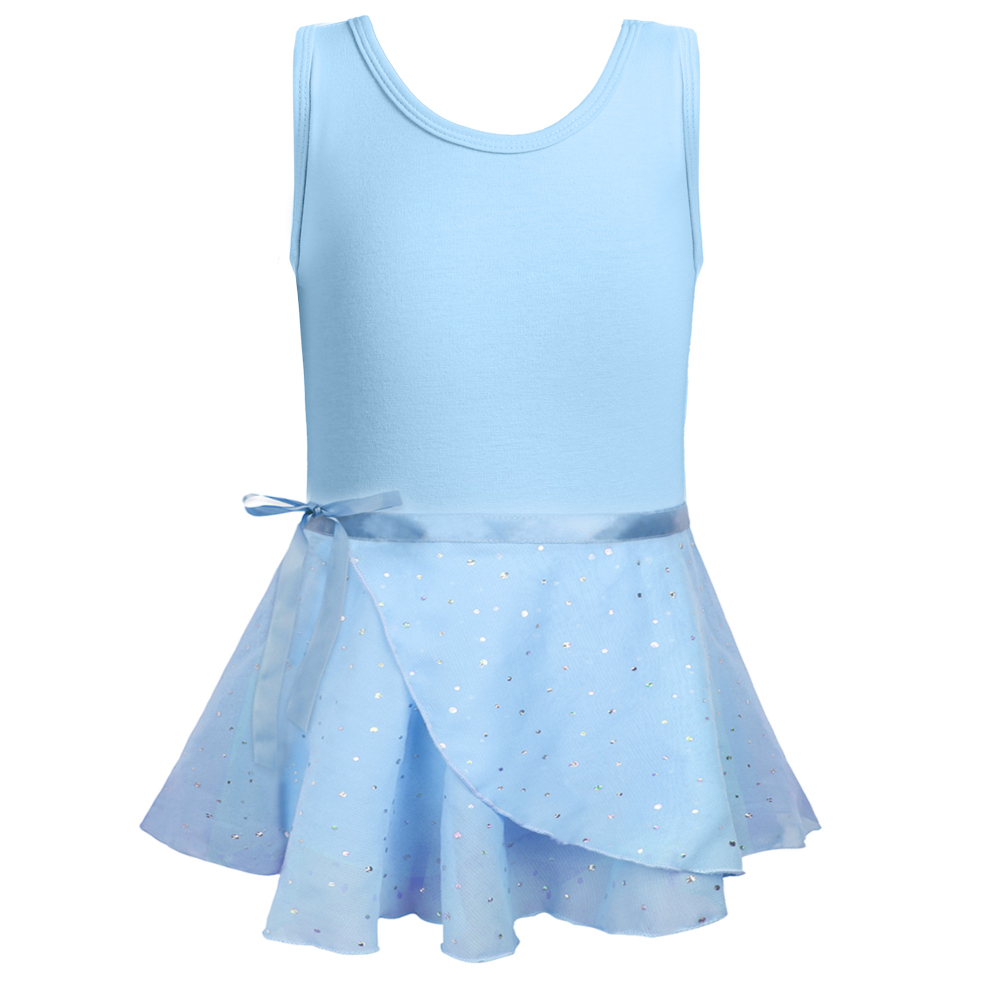 Ballet Leotards for Girls Shiny Dance Skirt One-piece Training Suit Classic Sleeveless Dance Gymnastic Ballerina Outfit Dress: XL / Blue