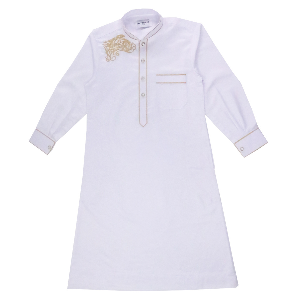 Arabische Moslim Kids Boy Jubba Thobe Abaya Kimono Lange Jurk Kaftan Voor Kinderen Islamitische Kleding Lange Gewaden Jurk Dubai Arab: XXXL / WHITE