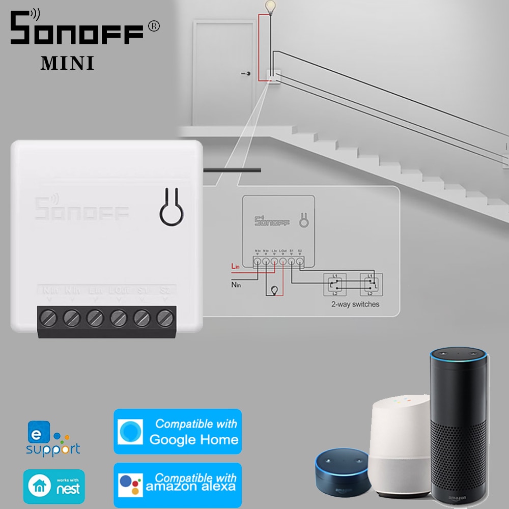 SONOFF MINI WIFI Switch DIY Smart Timer Module 2 Way Control Ewelink APP/LAN/Voice Remote 10A Alexa Google/Smart Home Automation