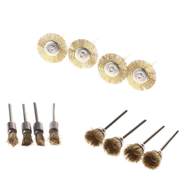 Shgo -45 Pc Brass Wire Wheel Borstels Draad Borstels Set Voor Accessoires Rotary Gereedschap Polish Schoon