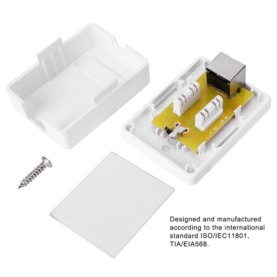 2 stk netværksboks desktop information samleboks  rj45-8 p 8c kat 6 enkelt port skærmede netværk ledninger overflademonteret