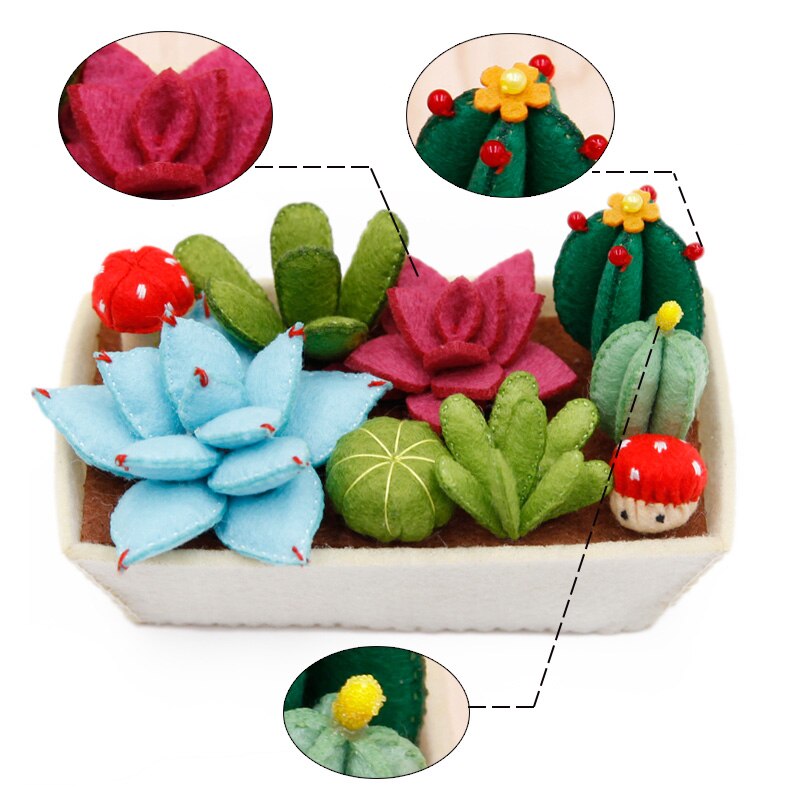 Diy søde planter sukkulenter pottepynt håndlavet syfilt blomst plante gratis skære håndværkssæt til dekoration hus