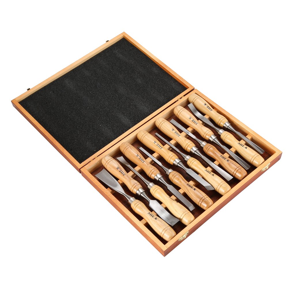 12PCS Wood Carving Chisel Set Sharp Woodworking Hand Knife Tools Gouges Steel DIY Woodcut Working