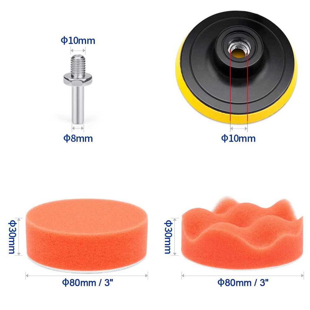 22PCS Car Polishing Disc Set Self-Adhesive Buffing Waxing Sponge Wool Wheel Polishing Pad For Car Polisher Drill Adapter
