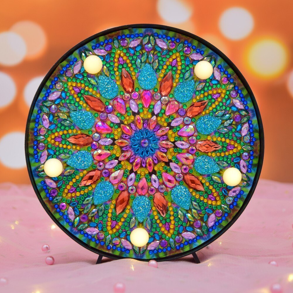 HUACAN lampe à peindre en diamant pour enfants | Bricolage, lampe mosaïque en diamant avec motif Mandala broderie diamant, de dessin animé, de noël pour enfants: ZXD006
