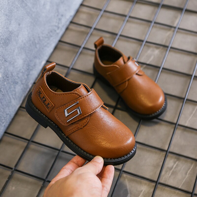 Kids Leather Shoes For Boys Wedding School Show Flats Shoes Classic Children Black Loafer Moccasins British Style Spring