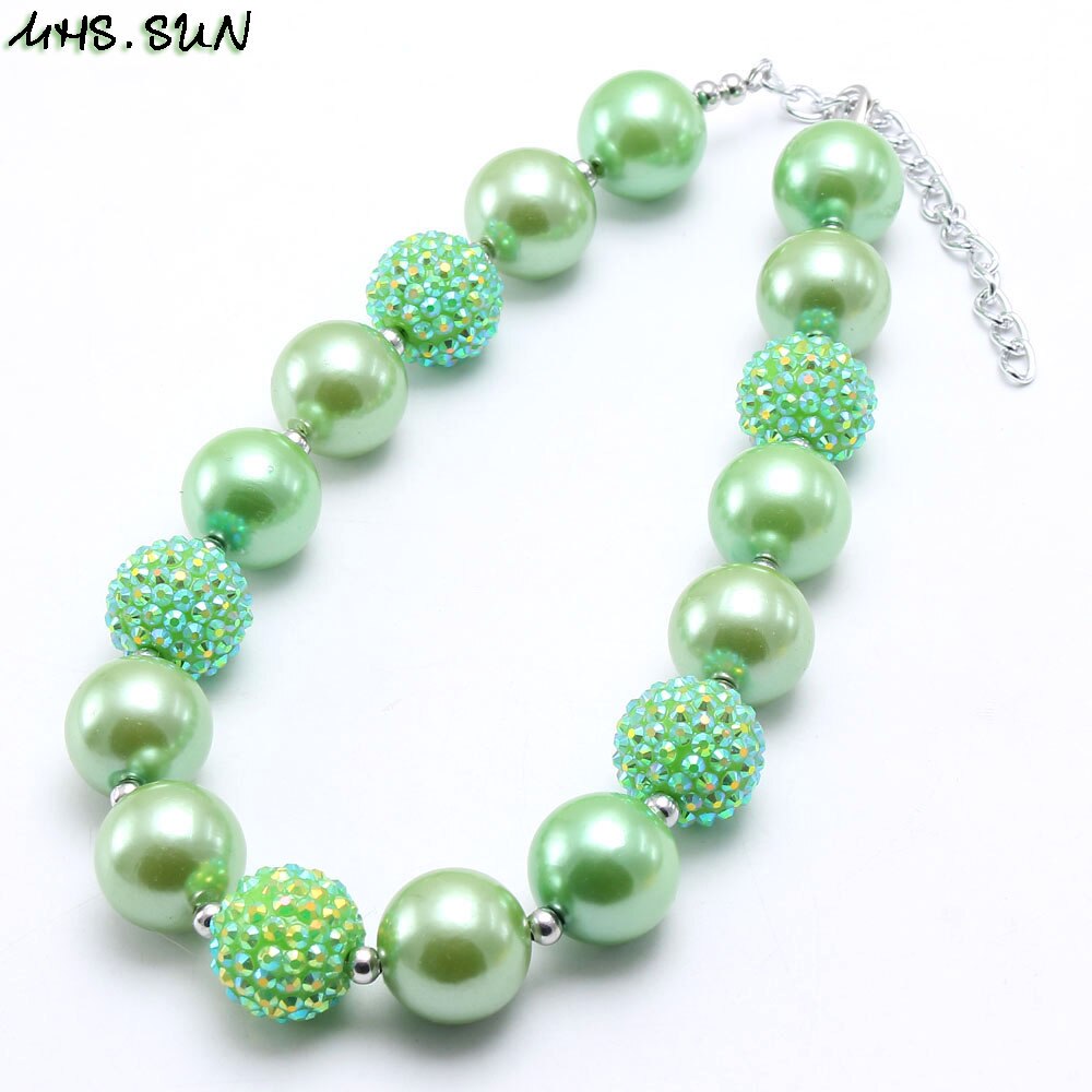 MHS.SUN 1PC baby chunky beaded necklace girls pearl jewelry charm colors bubblegum beads necklace choker for kids: 10